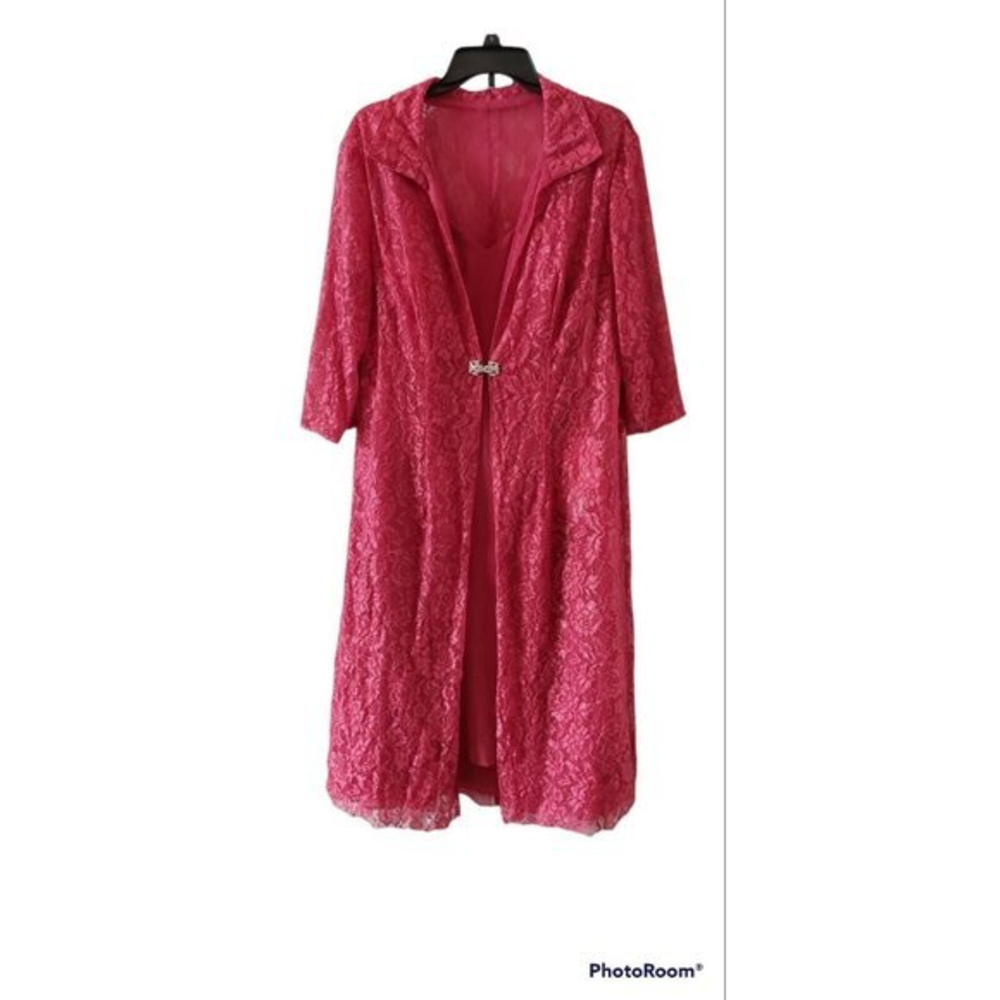 JJs House Mother Of Bride Dress with Jacket Cinnamon Rose‎ Bust 42" Waist 38.5"
